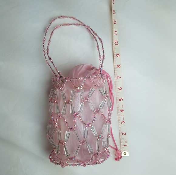 Beaded Basket Bag Purse with silky interior bag - Picture 3 of 6